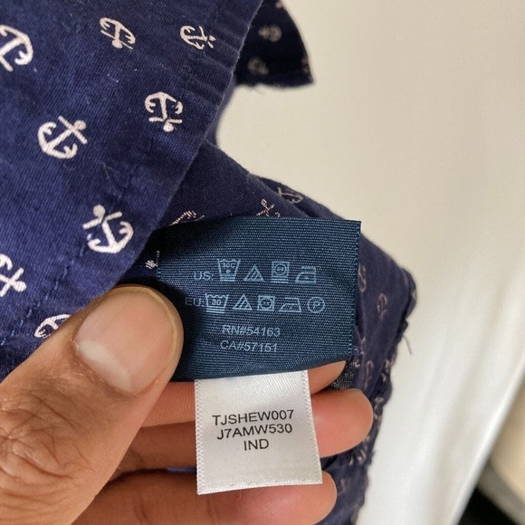 Tommy Hilfiger Women's Navy Long Sleeve Poker Dot Button Down Shirt Size Small - Picture 8 of 9